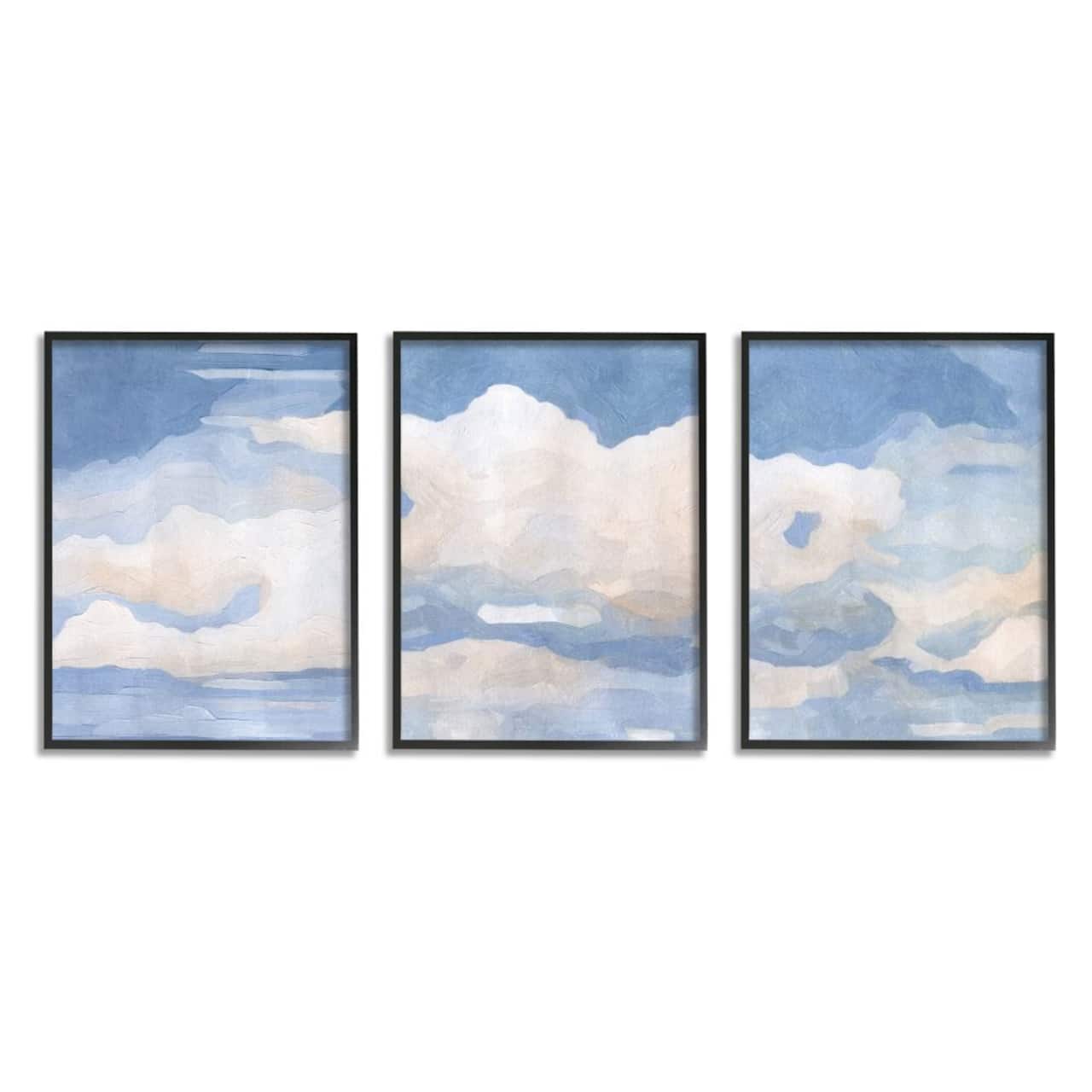 Stupell Industries Sky Blue Cloud Scape Traditional Nature Painting in Black Frame Wall Art